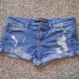 Express Jeans Shorts Sz 8 Distressed Denim